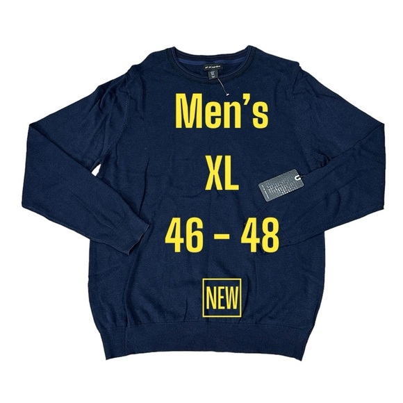 Art of Rhetoric XL 46 - 48 Sweater Crewneck Navy Blue Long Sleeve Cotton NWT - Picture 2 of 9